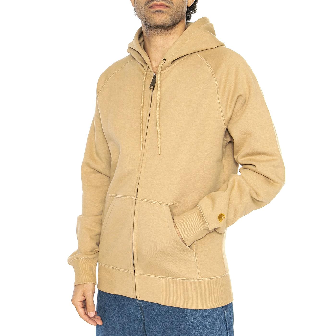 Hooded Chase Jacket Dusty H Brown / Gold - Felpa con Cappuccio e Zip Uomo Beige I033664.2N1XX  CARHARTT WIP 
