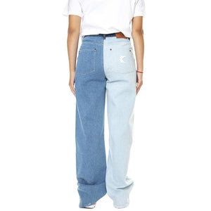 Og Block Denim Wide Leg Pants Blue - Pantaloni Denim Jeans Donna Blu KRCKW213-050-1  KARL KANI 