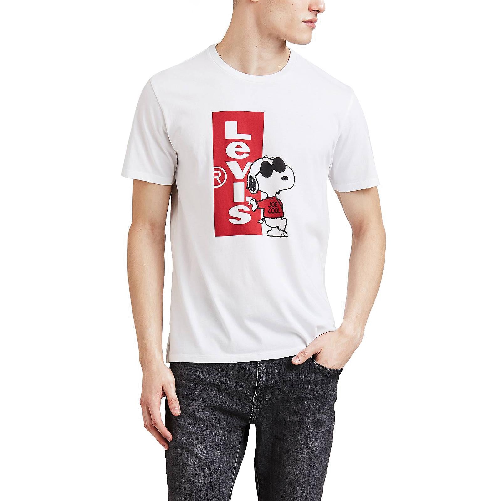 X PEANUTS GRAPHIC TEE WHITE SNOOPY LEANING 22491-0387  LEVIS 