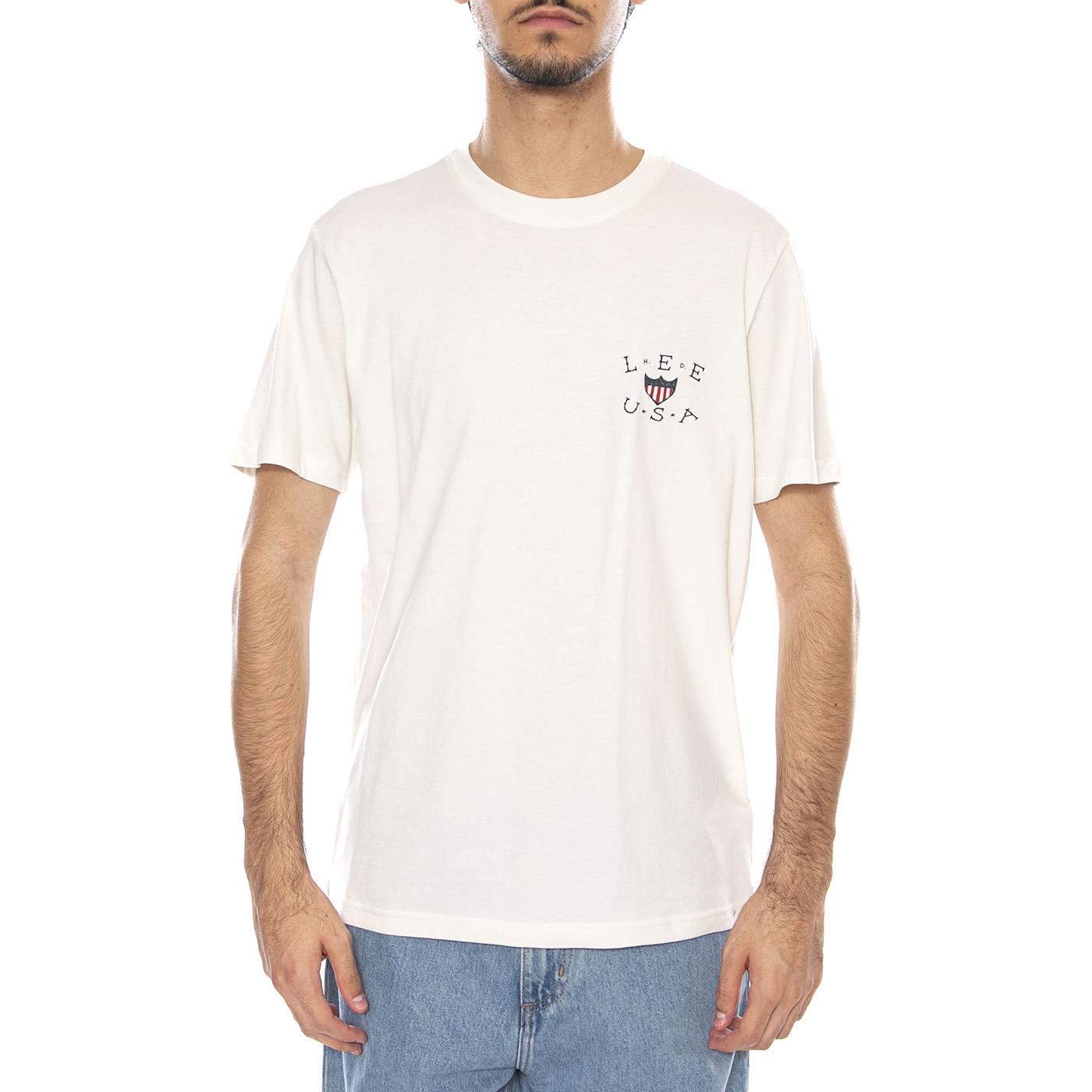 Essential Graphic Tee Ecru - Maglietta Girocollo Uomo Crema 112370518  LEE 