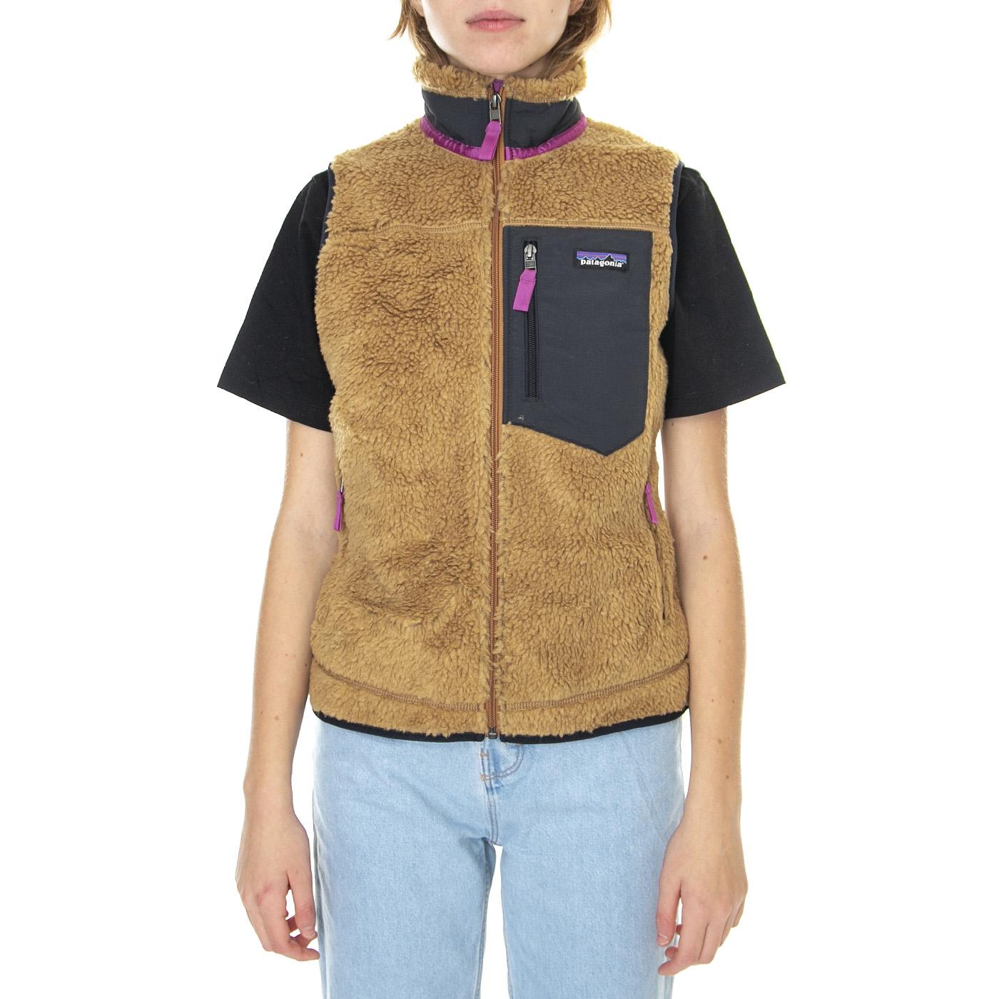 W's Classic Retro-X Vest Nest Brown w/Pitch Blue - Giacca Smanicata Invernale Donna Marrone 23083-NBPI  PATAGONIA 