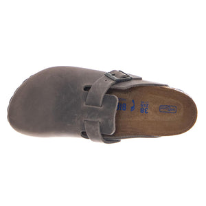 BOSTON SFB OILED LEATHER NARROW FIT IRON - Ciabatte Uomo / Donna Grigie 1013256 IRN BIRKENSTOCK 