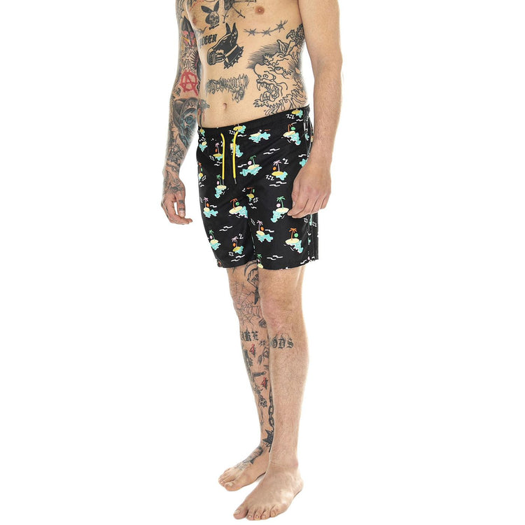 Island In The Sun Long Swimshorts 9300 - Costume da Bagno Uomo Nero ISL123-9300-9300  HAPPY SOCKS 
