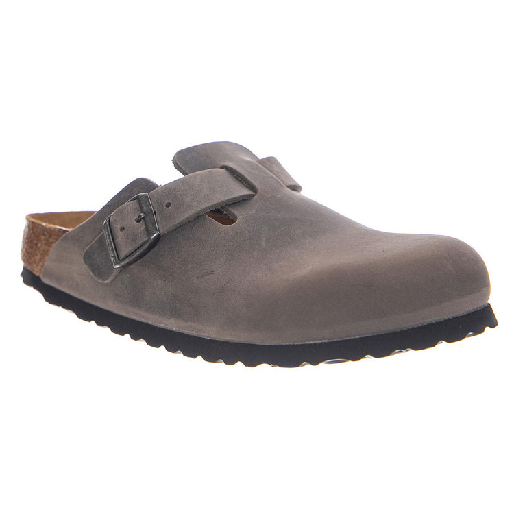 BOSTON SFB OILED LEATHER NARROW FIT IRON - Ciabatte Uomo / Donna Grigie 1013256 IRN BIRKENSTOCK 