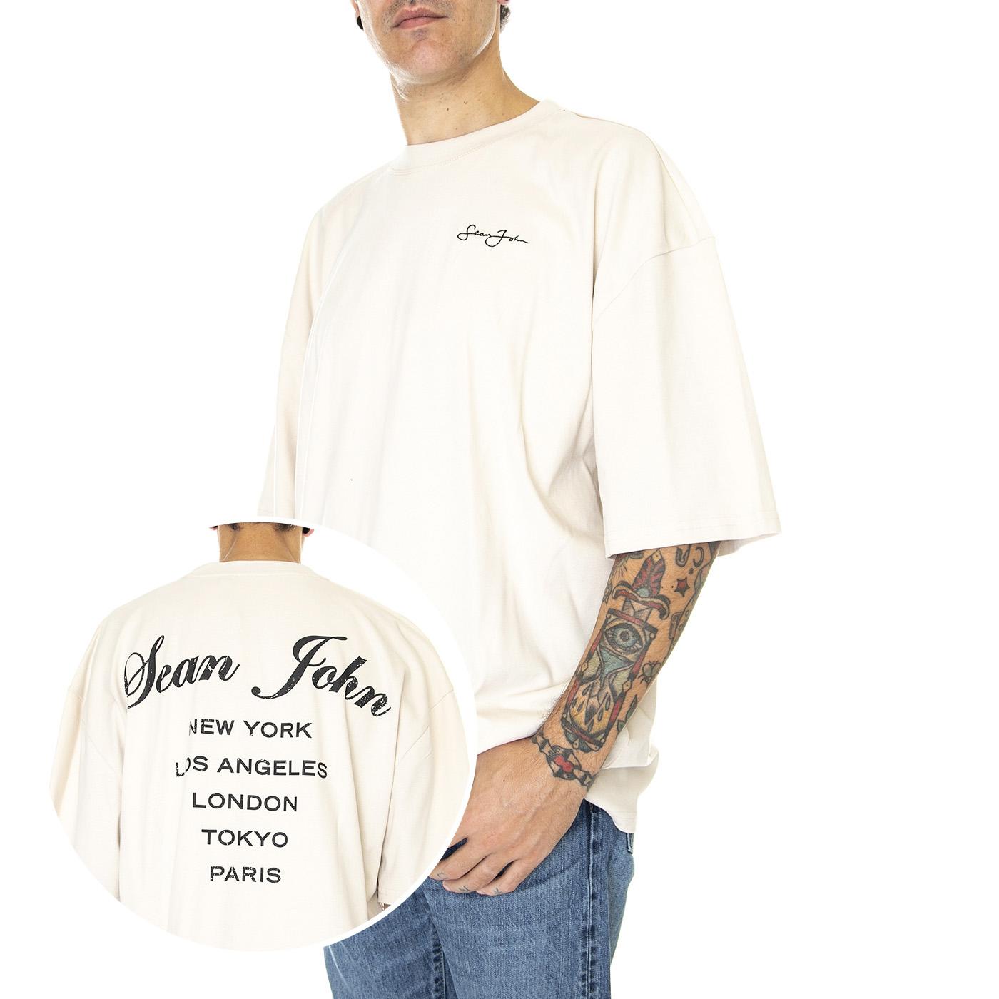 Script Logo Peached City Backprint Tee 01 Beige - Maglietta Girocollo Uomo Beige 6061642/222  SEAN JOHN 