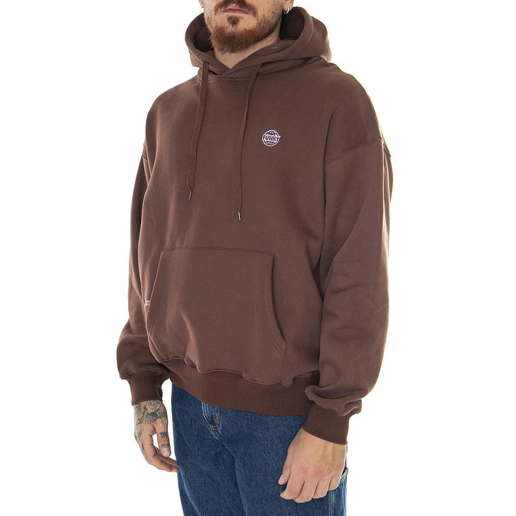 Logo Embroidery Hoodie Brown - Felpa con Cappuccio Uomo Marrone Logo Embroidery Hoodie Brown  FUNKY 