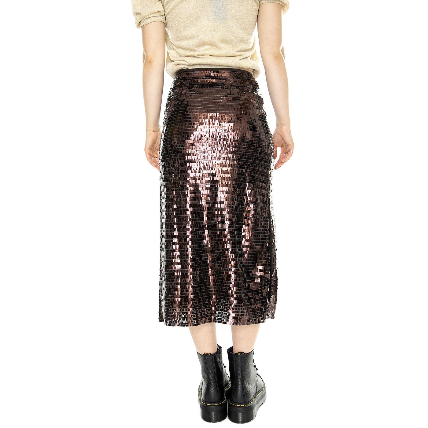 Falda midi lentejuelas marrón Brown Skirt - Gonna Marrone 41W/11290  WILD PONY 