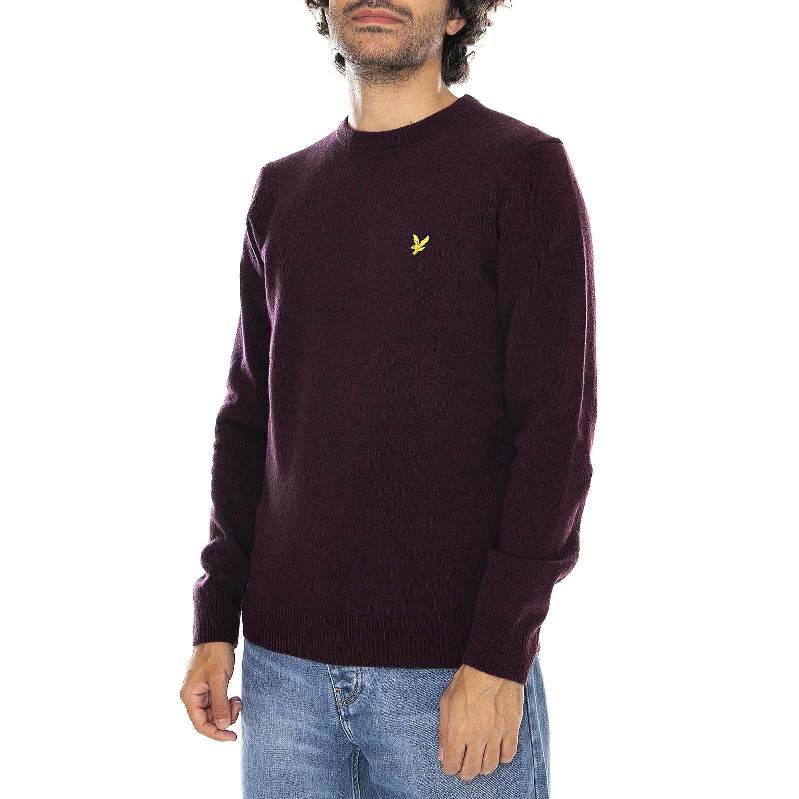 Mens Lambswool Blend Crew-Neck Jumper - Burgundy Marl - Maglione Girocollo Uomo Bordeaux KN921VF-Z638  LYLE & SCOTT 