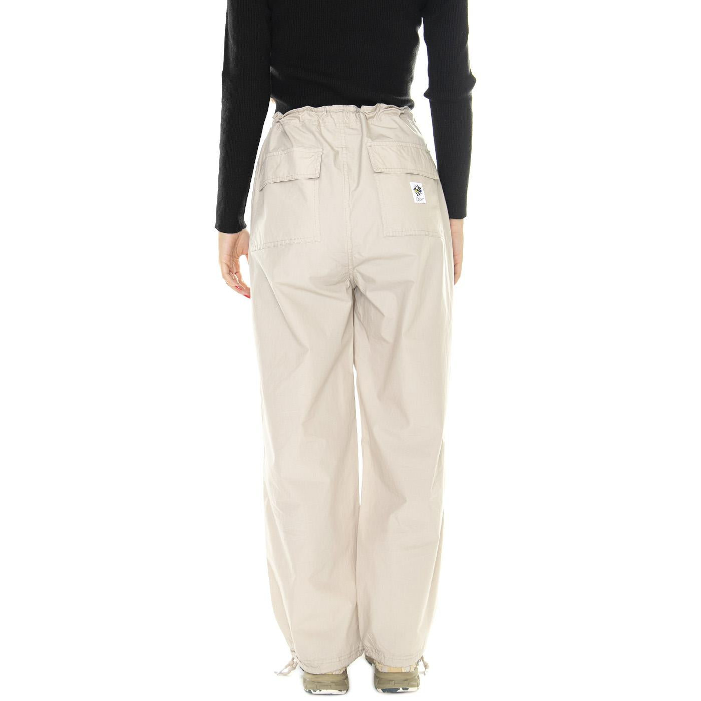 Mina Parcahute Pant Silver Grey - Pantaloni Donna Beige 242020102-SIG  OBEY 
