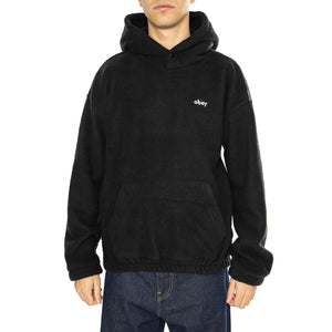 Bold Polar Flleece Hood Black - Felpa con Cappuccio Uomo Nera 112470193-BLK  OBEY 
