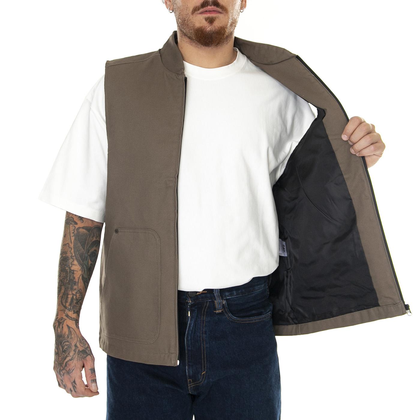 M' Canvas Vest Olive - Giacca Smanicata Invernale Uomo Marrone 6040062-11067  CAT 