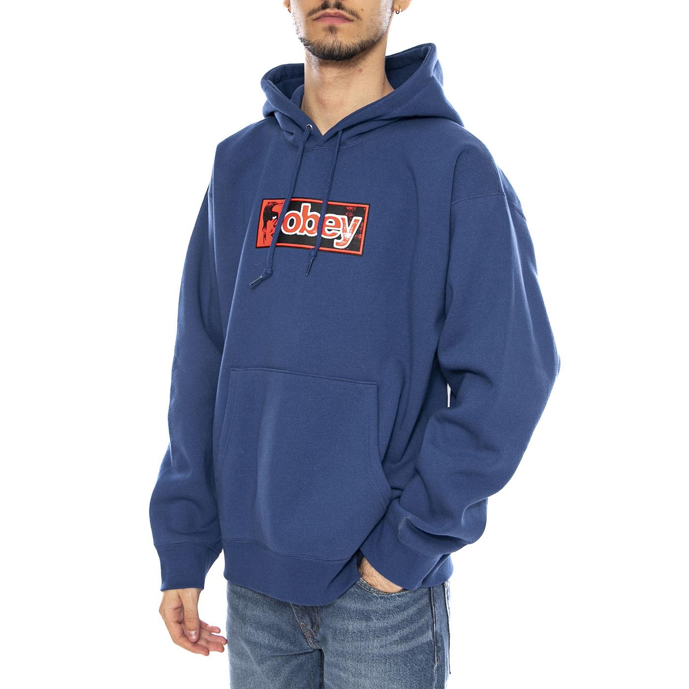 Obey Half Icon Fleece Limoges -- Felpa Girocollo Uomo Blu 112843911 LMS OBEY 
