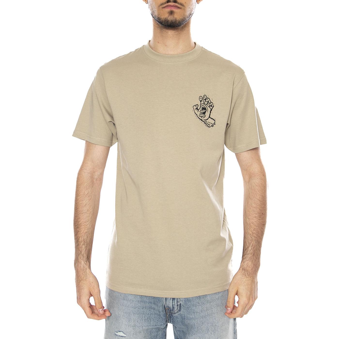 TAMPED SCREAMING HAND T-SHIRT STONE GREY - Maglietta Girocollo Uomo Beige SCA-TEE-13437 SGY SANTA CRUZ 