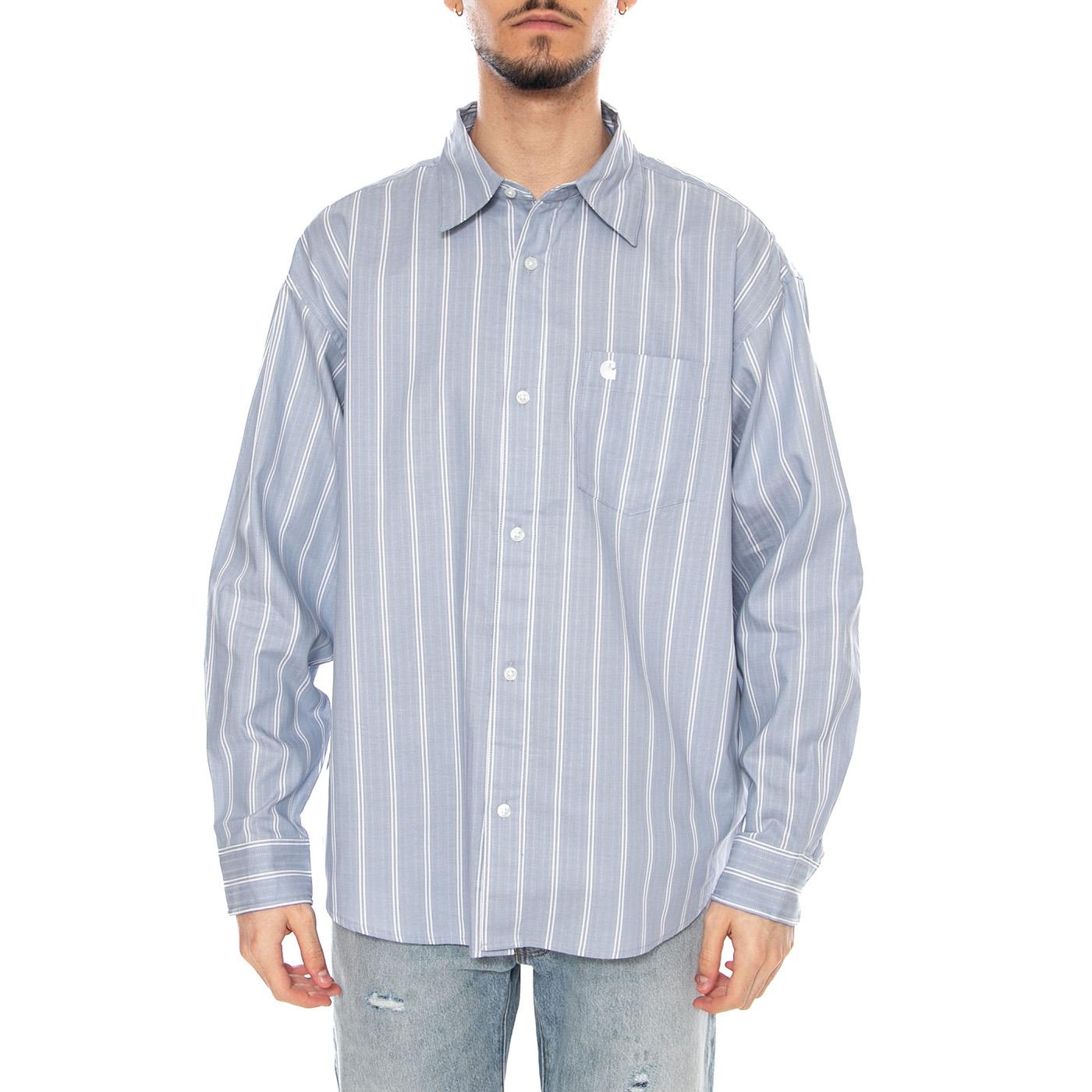 L/S Beale Shirt Beale Stripe, Gentle Blue - Camicia Uomo Blu I036201 3ODXX CARHARTT WIP 