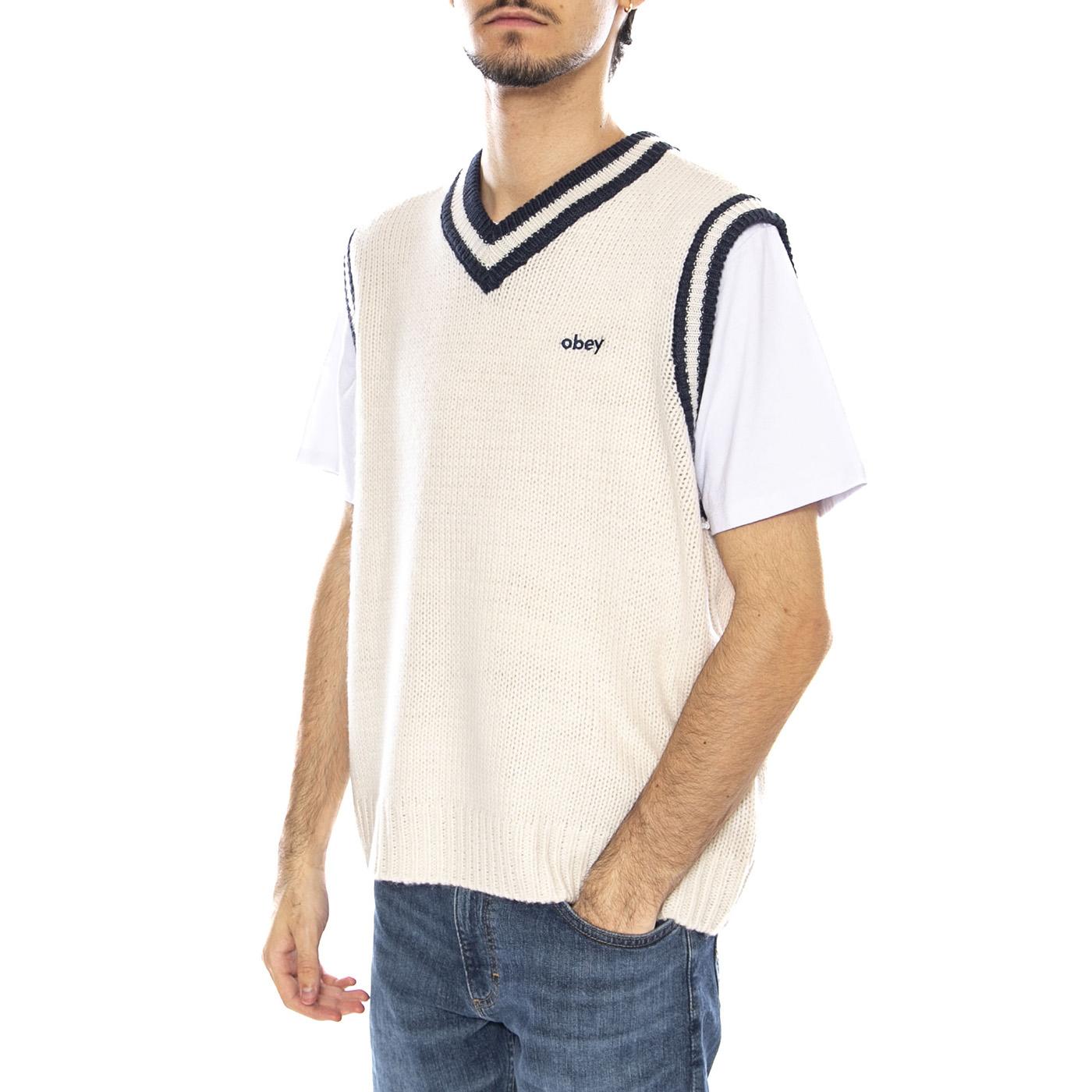 Obey Alden Sweater Vest White - Gilet Uomo Bianco 151000070 UBL OBEY 