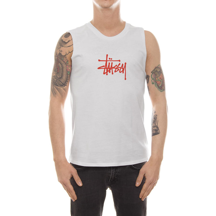 BASIC STUSSY MUSCLE TEE WHITE 2941353-WHITE  STUSSY 