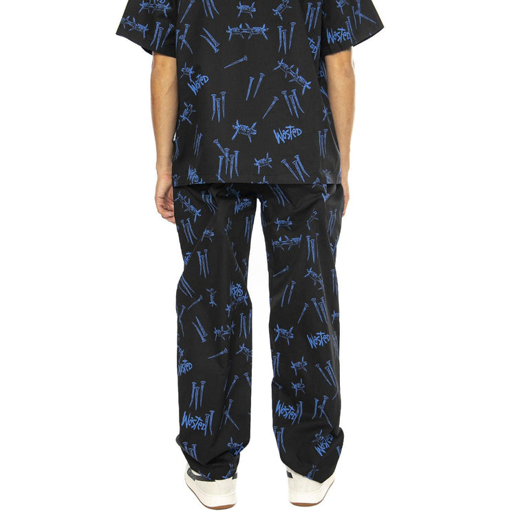 Jay Pant Over Blind Black / Ultra Blue - Pantaloni Uomo Neri JAY PANT OVER BLIND - BLACK/ULTRA BLUE  WASTED PARIS 