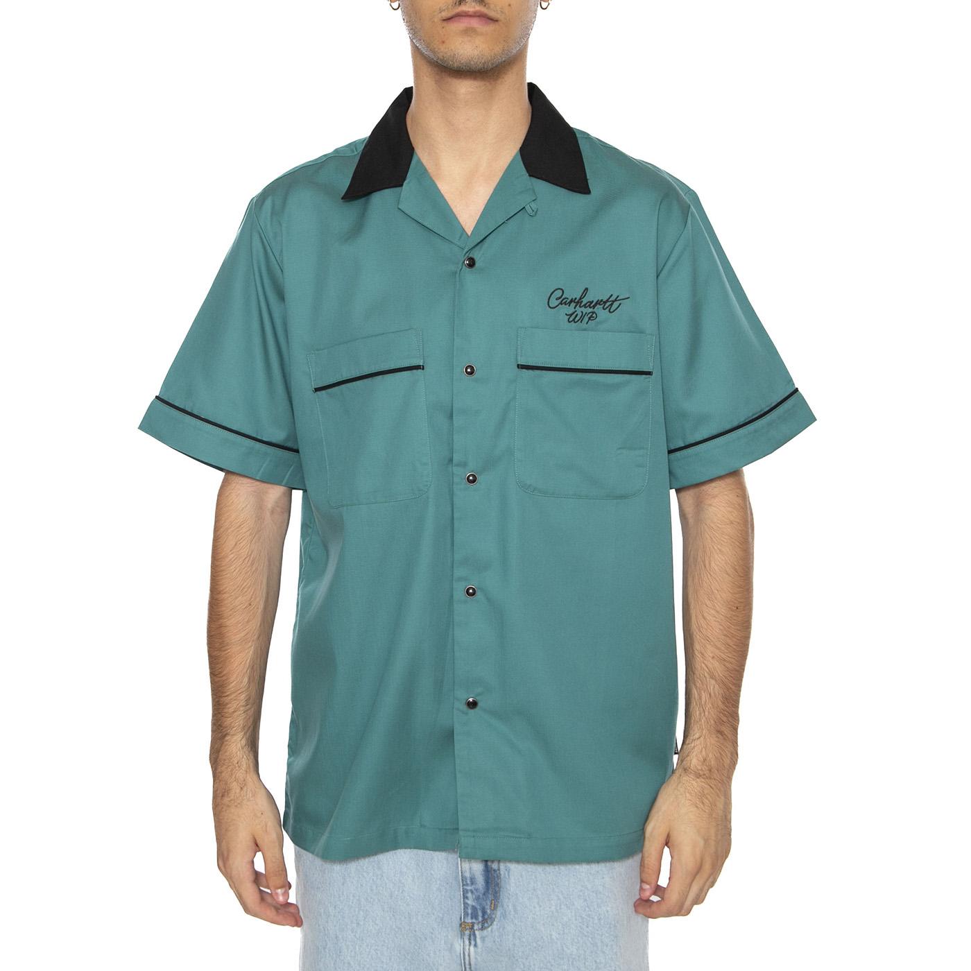S/S Bowl Shirt Saguaro / Black - Camicia Maniche Corte Uomo Verde I035153.31VXX  CARHARTT WIP 