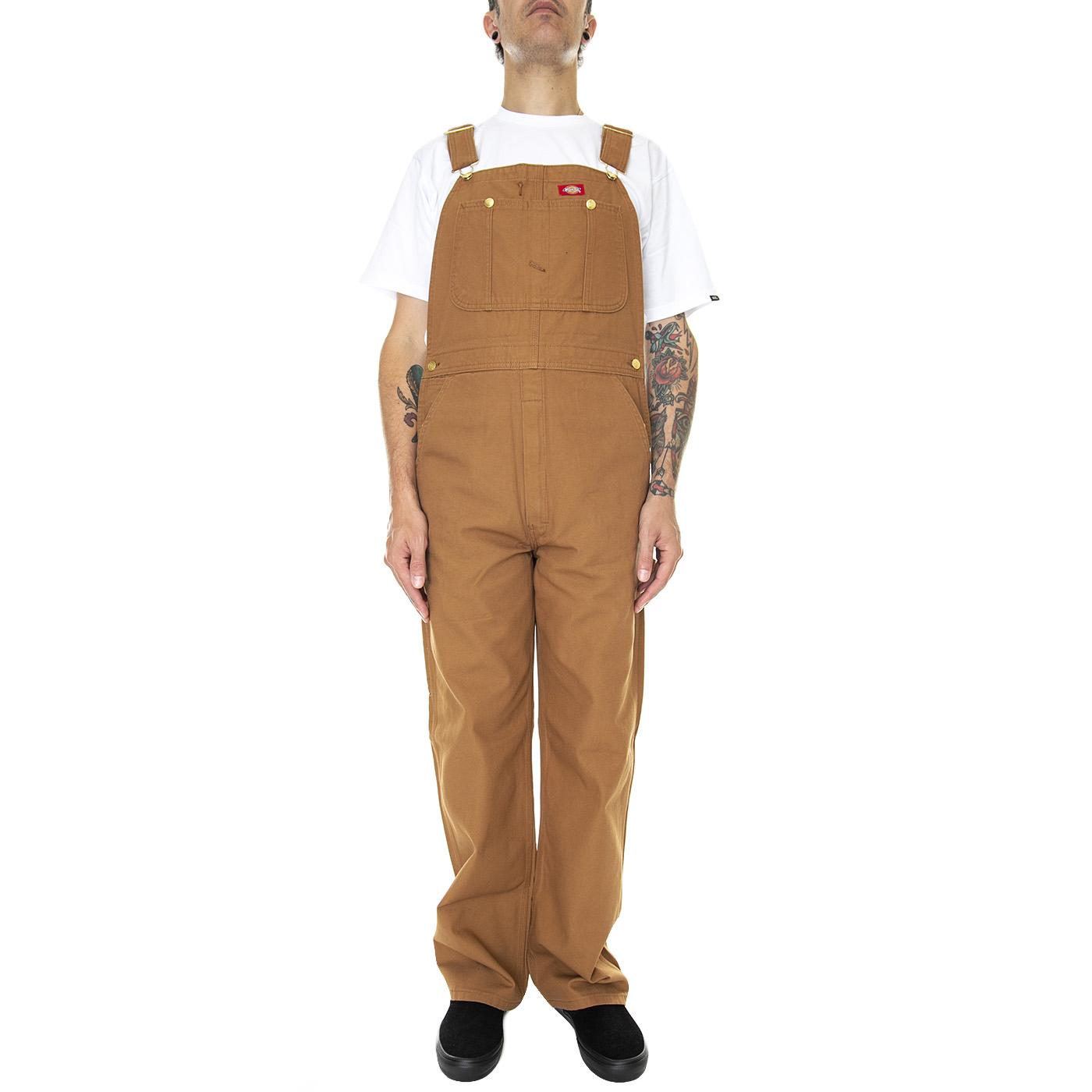 Bib Overall Loose Fit Rinsed Brown - Salopette Denim Jeans Uomo Marrone DK0DB100RBD1  DICKIES 