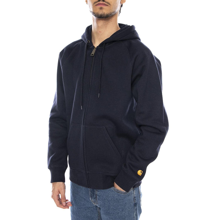 Hooded Chase Jacket Dark Navy / Gold - Giacca con Cappuccio e Zip Uomo Blu I033664.00HXX  CARHARTT WIP 