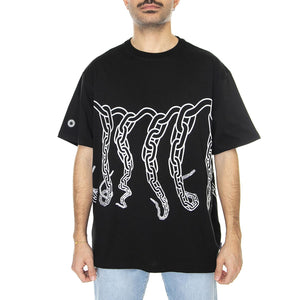 Octopus Chain Tee Black - Maglietta Girocollo Uomo Nera 23SOTS32-BLACK  OCTOPUS 