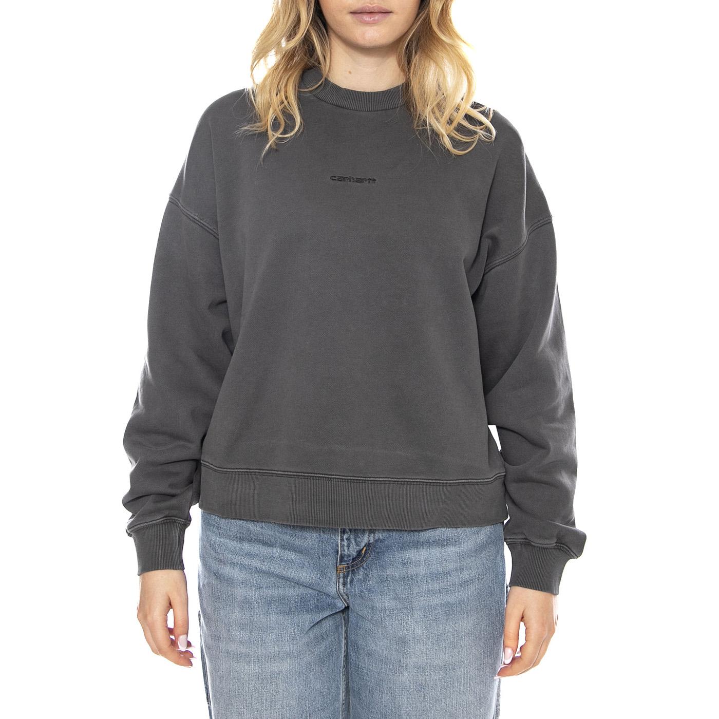 W Benton Sweatshirt - Grigia - Felpa Donna I034511_87_GD . CARHARTT WIP 