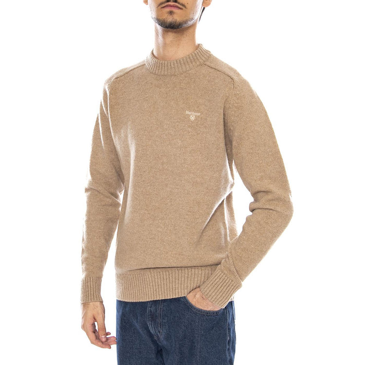 Grangetown Merino Crewneck Washed Stone - Maglione Girocollo Uomo Marrone MKN1584 ST17 BARBOUR 