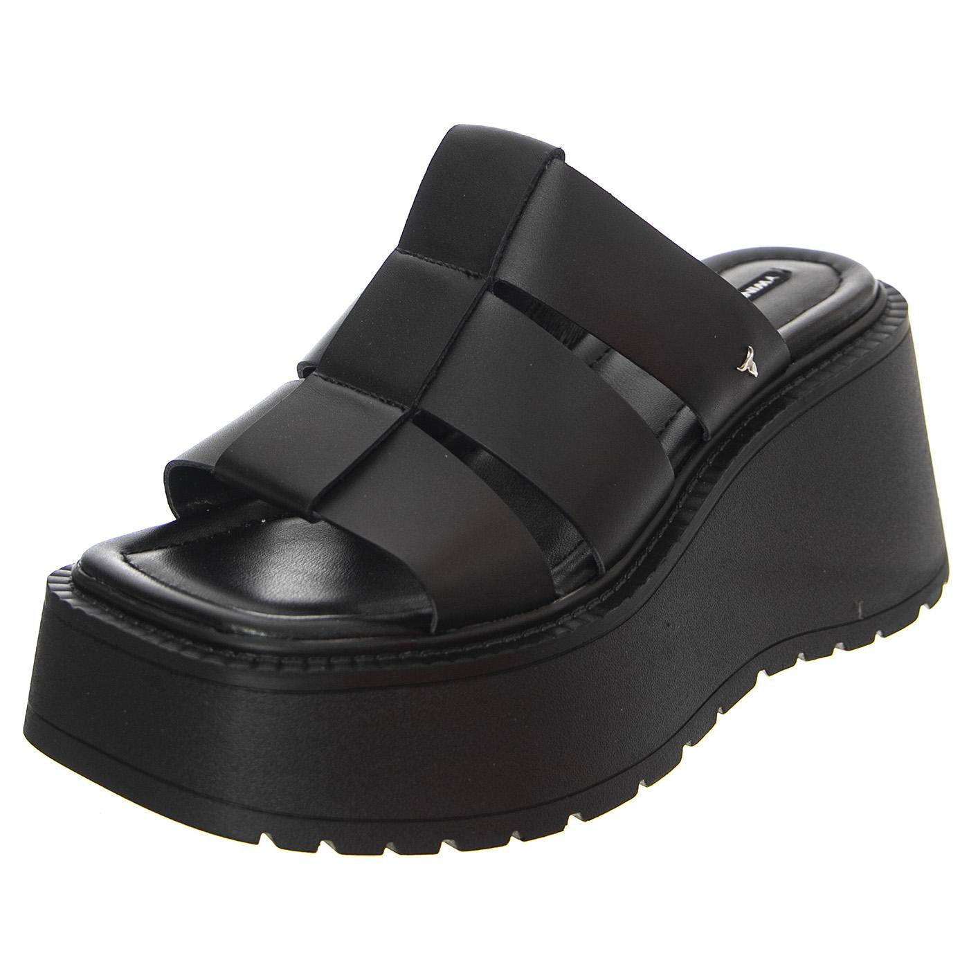 Capricorn Black Leather - Sandali Donna Neri WSSCAPRICORN-BLA  WINDSOR SMITH 