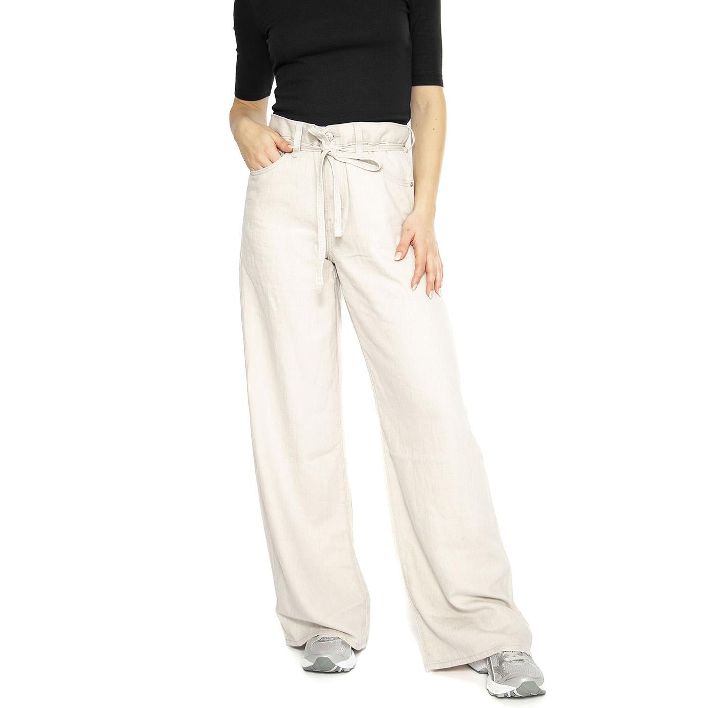 XL Straight Crystal Gray Linen - Pantaloni Donna Beige A8701-0018  LEVIS 