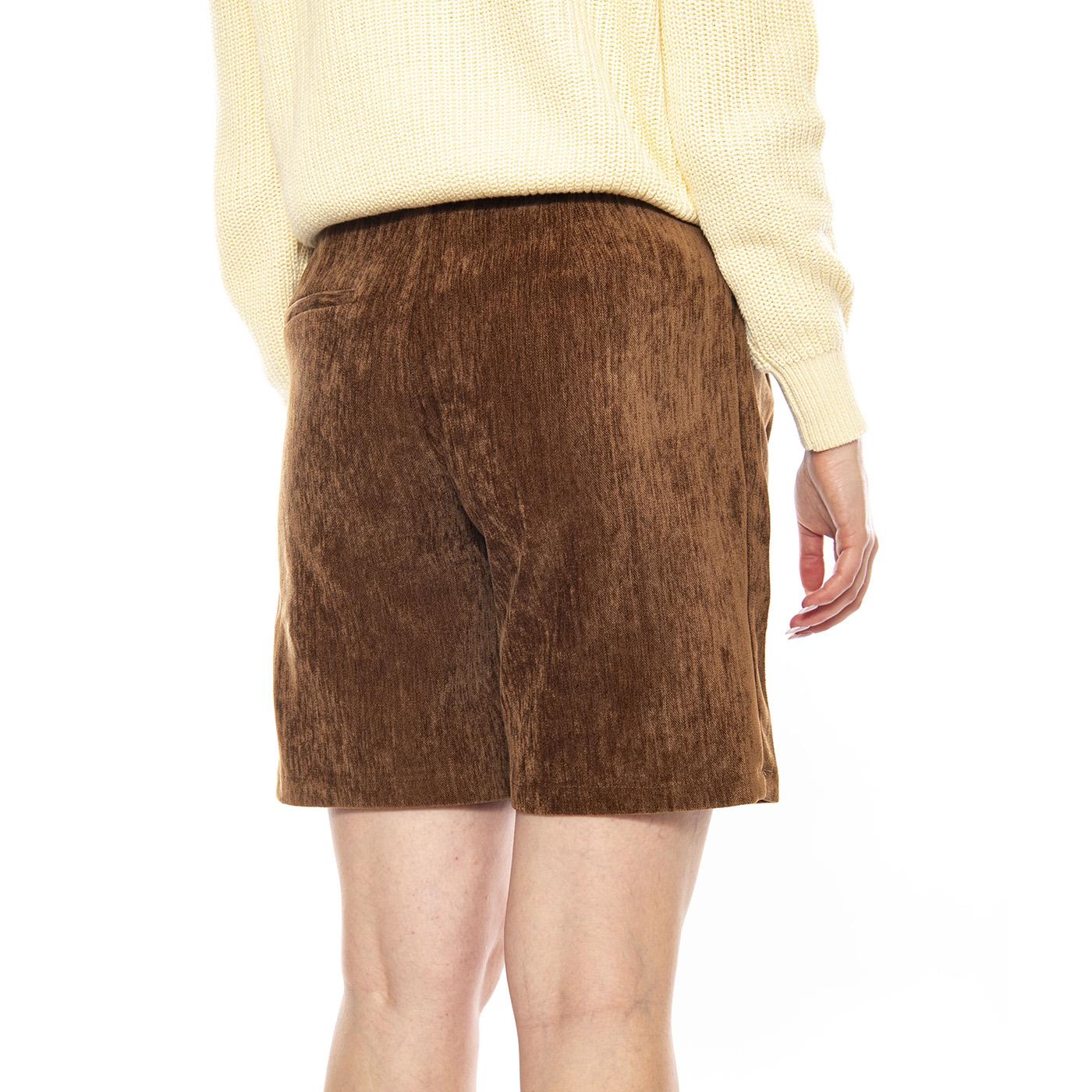 Bermudas de Tiro Alto con Effetto Aterciopelado -- Bermuda Donna Marroni 53W/11255 Brown WILD PONY 