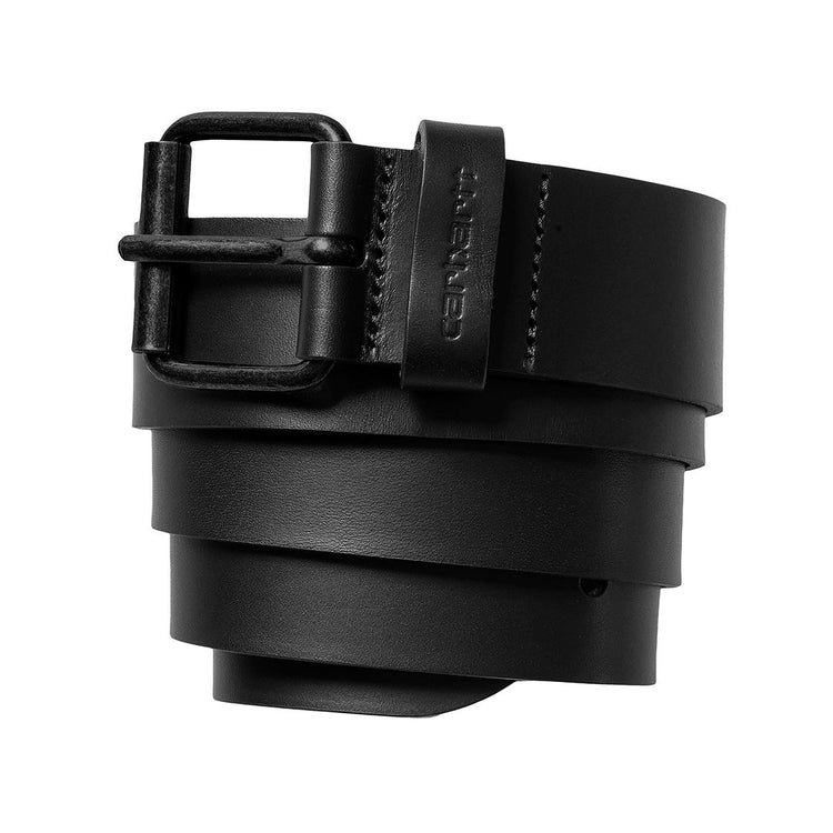 Script Belt Black / Black - Cintura in Pelle Nera I030992-00EXX  CARHARTT WIP 