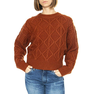 Cable Knit Sweater Gingerbread - Maglione Donna Marrone 112356473-RUS/COPPER  WRANGLER 