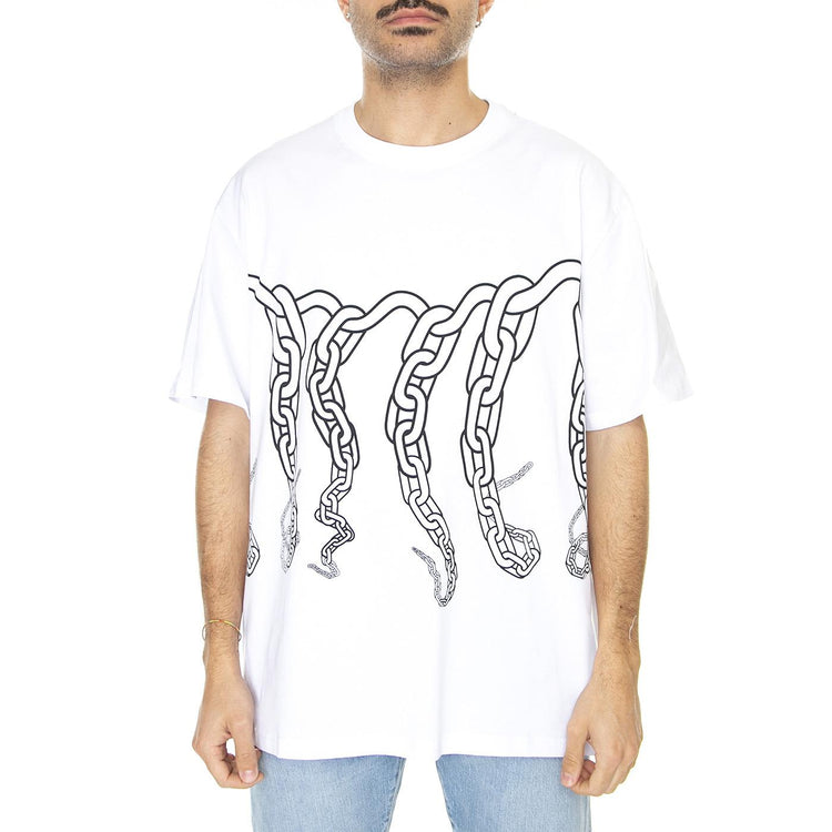 Octopus Chain Tee White - Maglietta Girocollo Uomo Bianca 23SOTS32-WHITE  OCTOPUS 