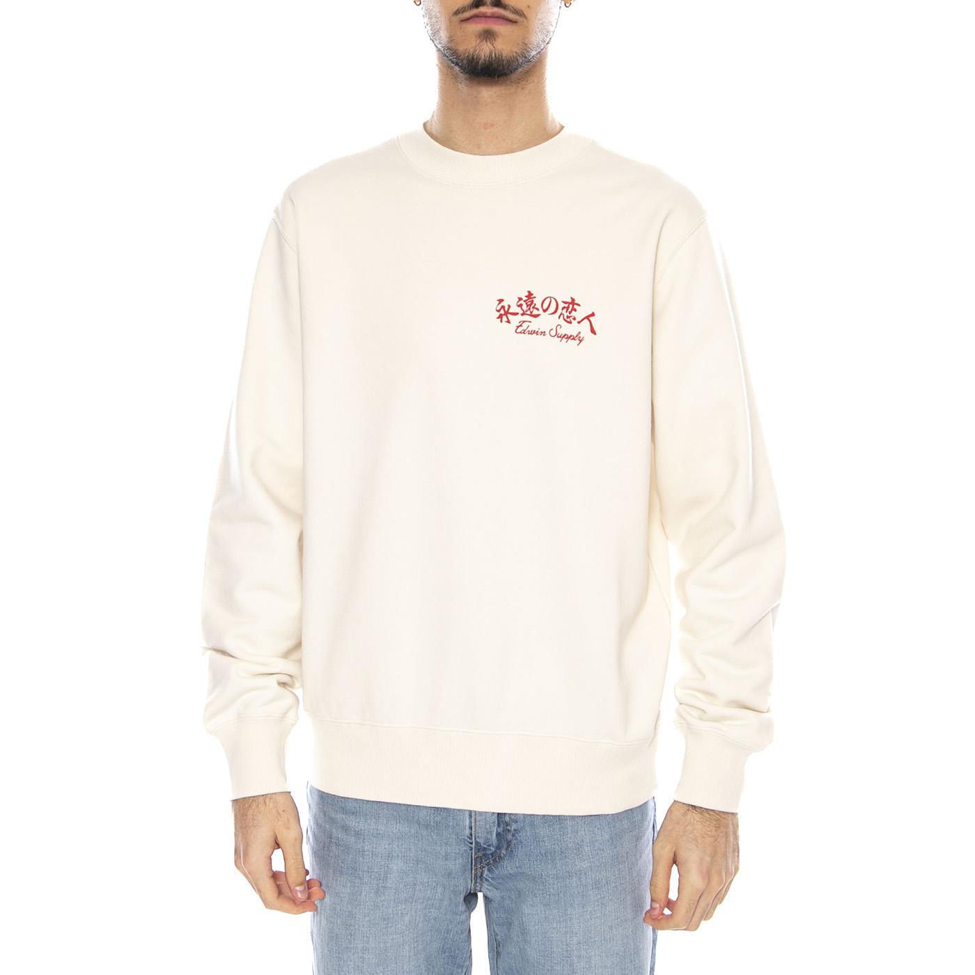 Forever Lover Sweat -- Felpa Uomo Girocollo Bianca<BR/><BR/> I035045.WHW.67. WHW.67 EDWIN 