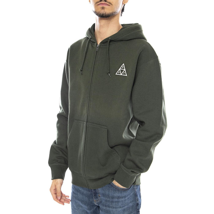HUF Set TT F/Z Hoodie -- Felpa con Cappuccio Uomo Verde PF00697 HUN HUF 