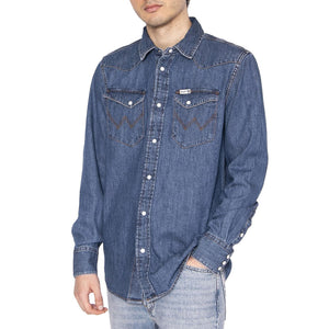Shirt 2 Years Denim Blue - Camicia Uomo Denim Jeans Blu 112357735  WRANGLER 