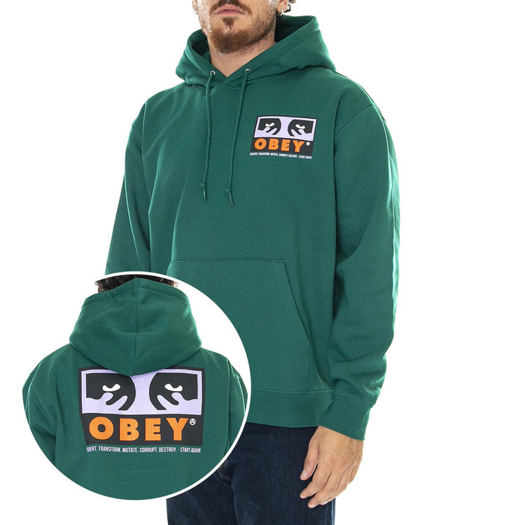 M' Obey Subvert Premium Hooded Fleece Adventure Green - Felpa con Cappuccio Uomo Verde 112843576-AVG  OBEY 