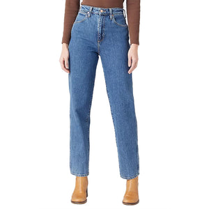 Mom Straight Winter Hue Denim Pants - Pantaloni Denim Jeans Donna Blu W27M16Z18  WRANGLER 