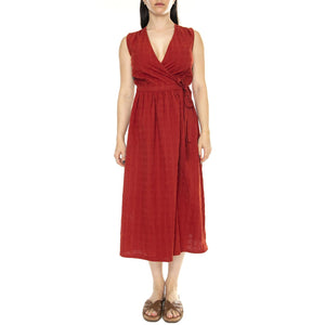 Orangered Cuadrito Amapola Dress - Abito Donna Rosso WDR00224-ORANGERED  THINKING 