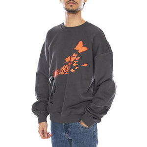 Banksy Vintage Crew Neck Grey Pinstripe "Butterfly Shot" - Felpa Girocollo Uomo Grigia 22035203-4911270 . ONLY & SONS 