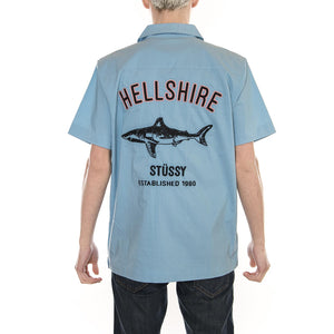 HELLSHIRE BOWLING SHIRT LIGHT BLUE 111971-LIGHT BLUE  STUSSY 