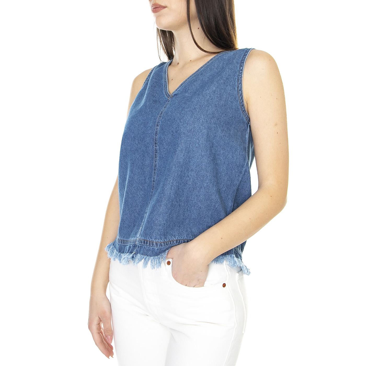 Denim Tank Mid Indigo Blue - Top Denim Jeans Donna Blu W5T46OX8E  WRANGLER 