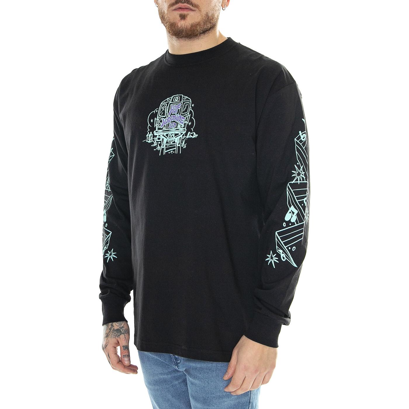 Benchin L/S Tee Black - Maglietta Girocollo Maniche Lunghe Uomo Nera TS02131-BLACK  HUF 