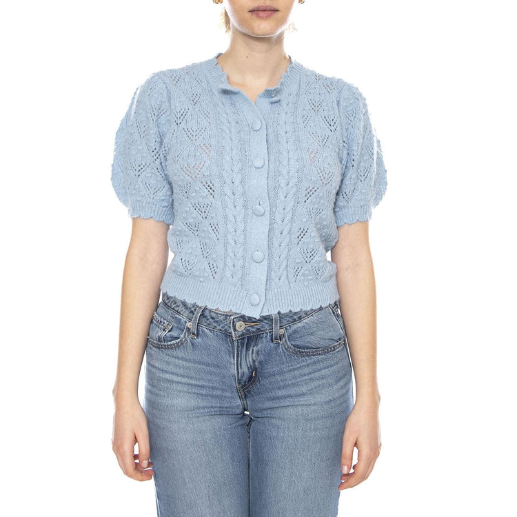 Pauline Pointelle Ss Cardi - Glacier Lake Novelty Stitch - Cardigan Maniche Corte Donna Verde 005A8 0001 LEVIS 