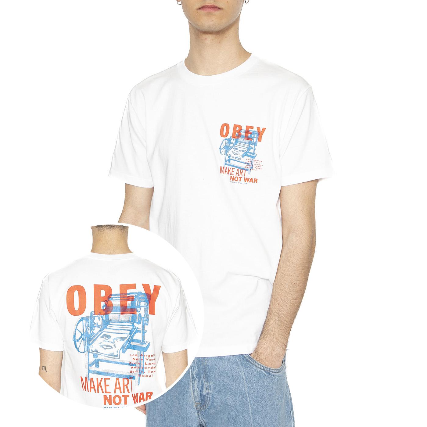 Obey Printing Press Make Art Tee White - Maglietta Girocollo Uomo Bianca 165264061-WHT  OBEY 