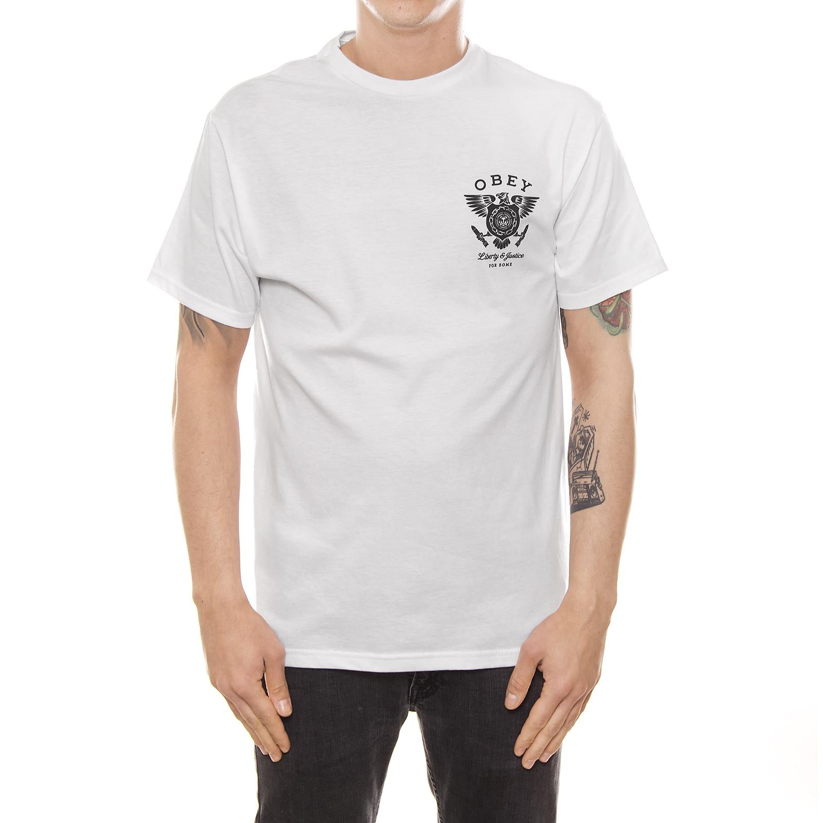 LIBERTY & JUSTICE PREMIUM S/S TEE WHITE 165361418-WHT  OBEY 