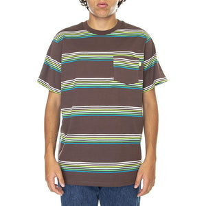 Bolinas Stripes - Maglietta Girocollo Uomo Marrone / Multi KN00367-BROWN  HUF 