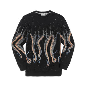 ORANGEBLUE OCTOPUS SPOTTED CREWNECK BLACK 18SOSC05-BLK  OCTOPUS 