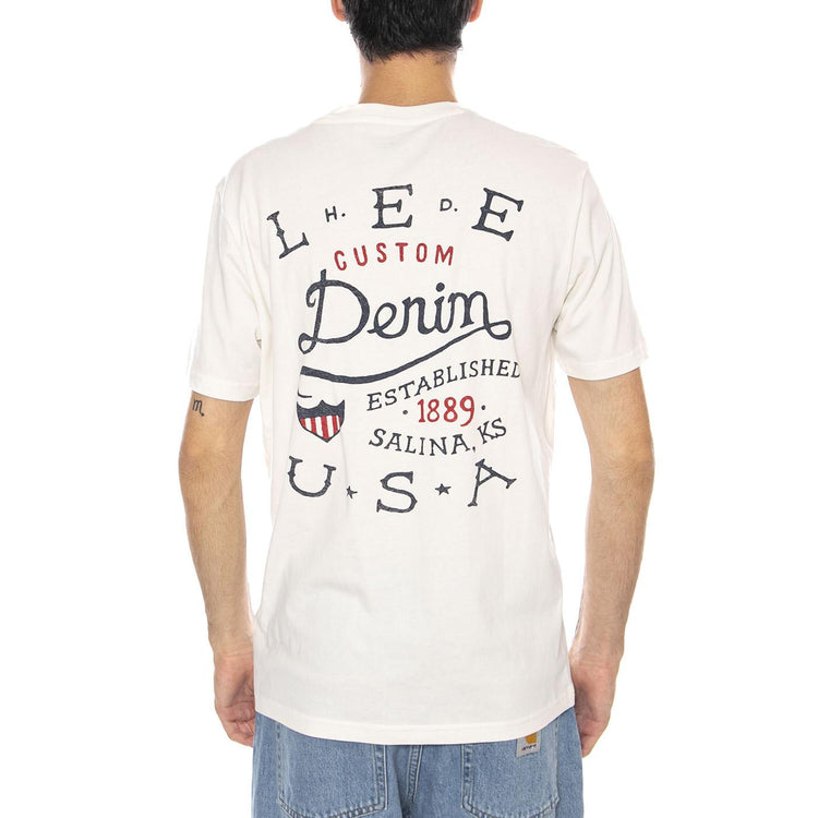 Essential Graphic Tee Ecru - Maglietta Girocollo Uomo Crema 112370518  LEE 