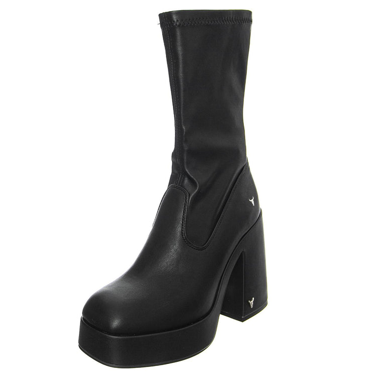 Hidden Black Stretch Pu - Stivali Donna Neri WSSHIDDEN-BLK  WINDSOR SMITH 
